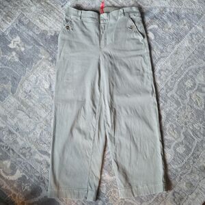 SPANX Crop Twill Pull On Wide Leg Pants Light Green Large Regular